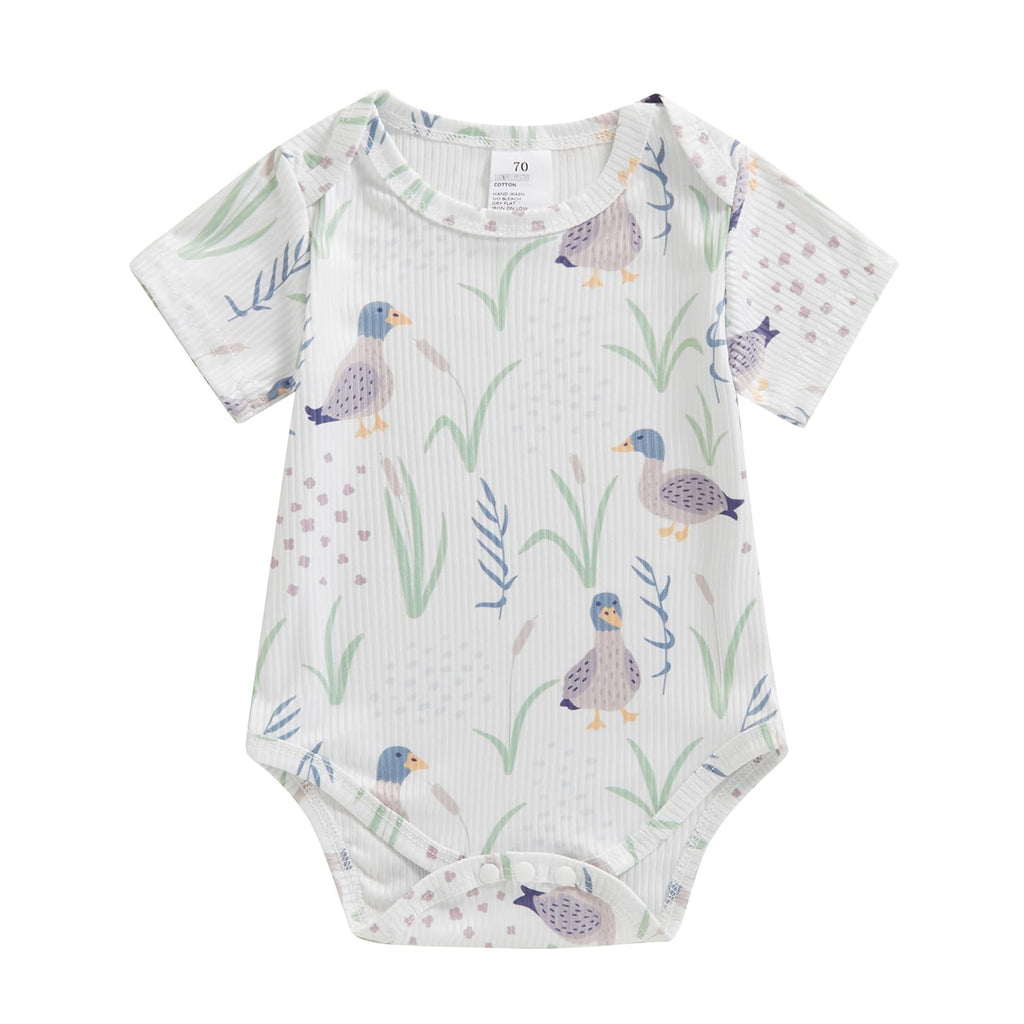 SAYOO Duck Hunter Baby Clothes Unisex Baby Boy Girl Mallard Duck Bodysuits Newborn Funny Romper One-piece Hunting Clothes (White 12-18 Months)
