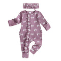 FYBITBO Newborn Baby Clothes for Girls Bow Ribbed Knit Romper Ruffle Jumpsuit Going Home Outfit Baby Girl Clothing (Bow Print-Purple Newborn)