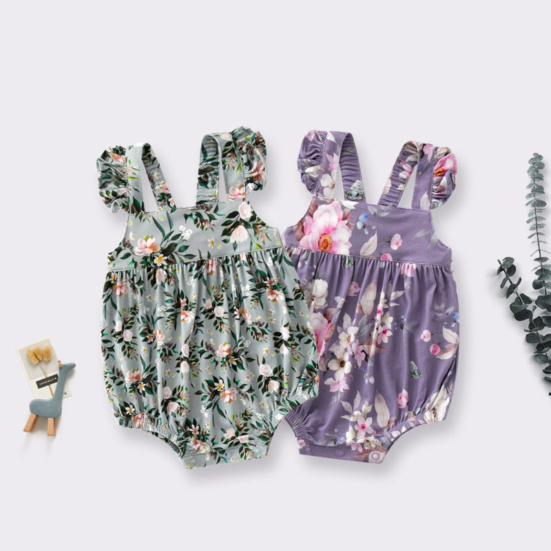 Bamboo One-Piece Printed Summer Clothes for Baby Girls